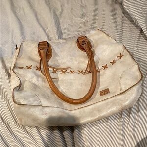 Bed Stu Cream and Tan Tote with Braided Detailing